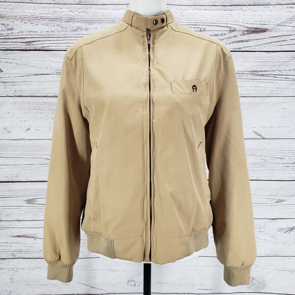 Etienne Aigner Women's Beige Tan Wool Blend Lining Full Zip Jacket Size 10 - Picture 1 of 15